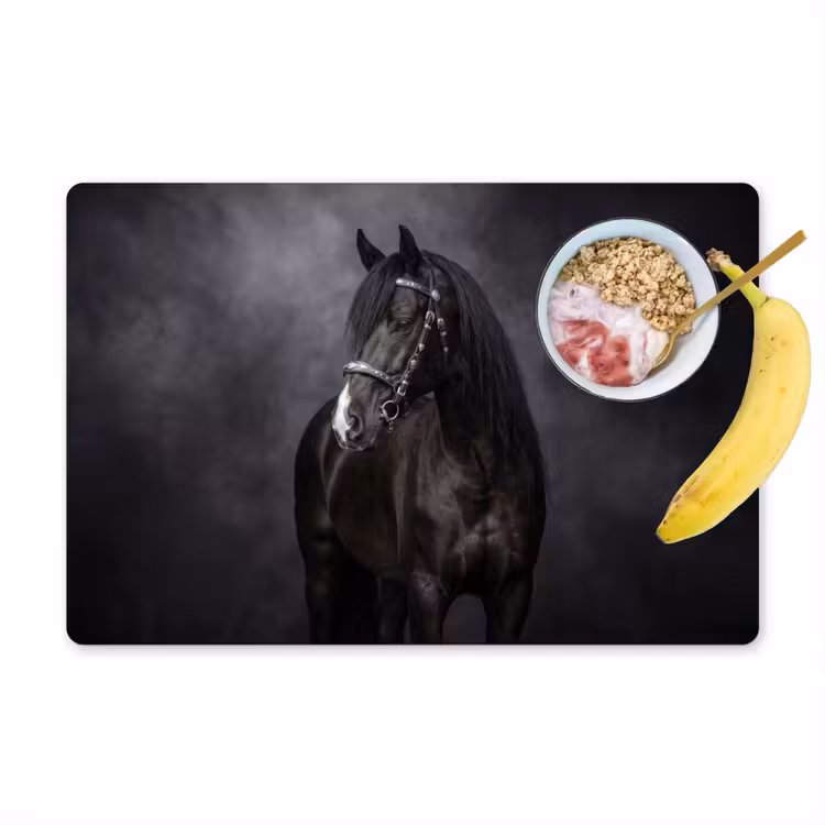 Portret - Paard - Zwart Placemat vinyl groot -zzzproduct_Kitchenyeah-website