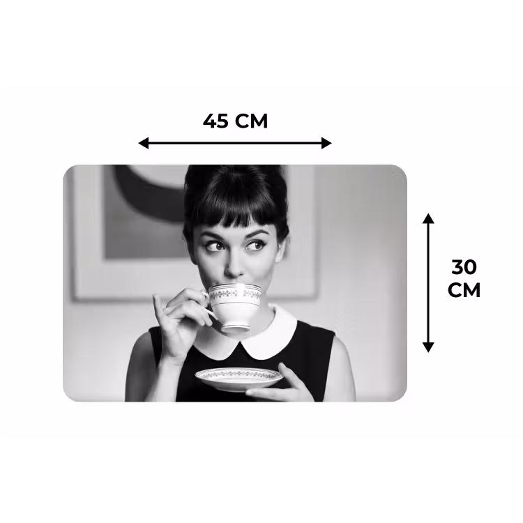 Portret - Thee - Vrouw Placemat vinyl groot -specs
