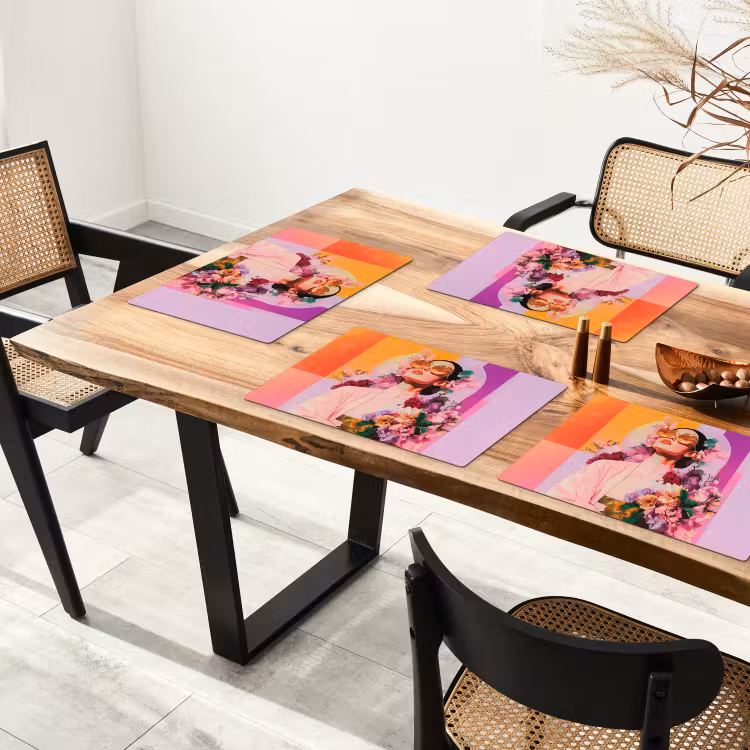 Portret - Vrouw - Abstract - Bloemen Placemat vinyl groot -zzsfeer4_Kitchenyeah-website