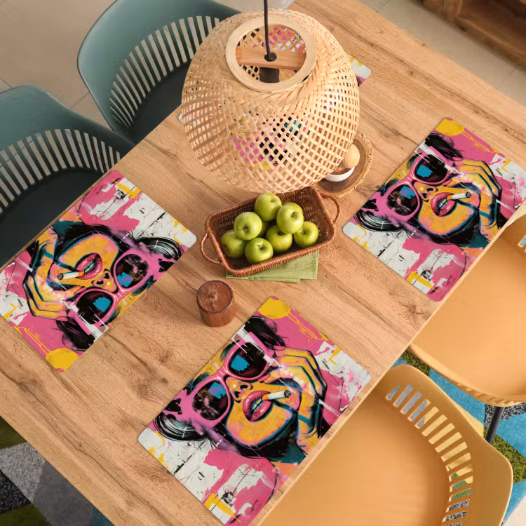 Portret - Vrouw - Abstract - Zonnebril Placemat vinyl groot -zzsfeer5_Kitchenyeah-website