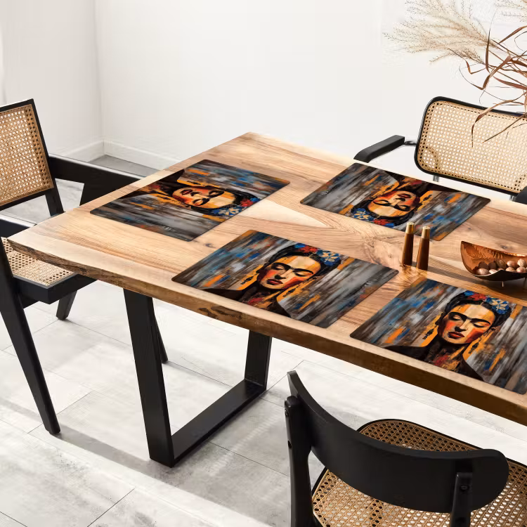 Portret - Vrouw - Bloemen Placemat vinyl groot -zzsfeer4_Kitchenyeah-website
