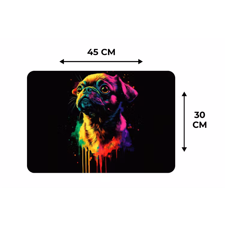 Puck - Hond - Verf - Kleuren Placemat vinyl groot -specs