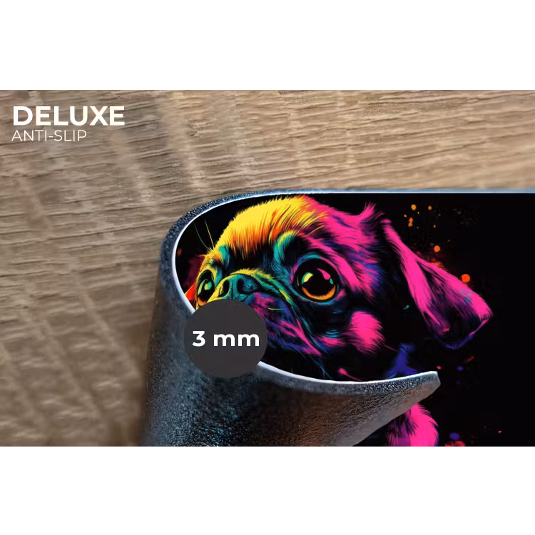 Puck - Hond - Verf - Kleuren Placemat vinyl groot -closeup