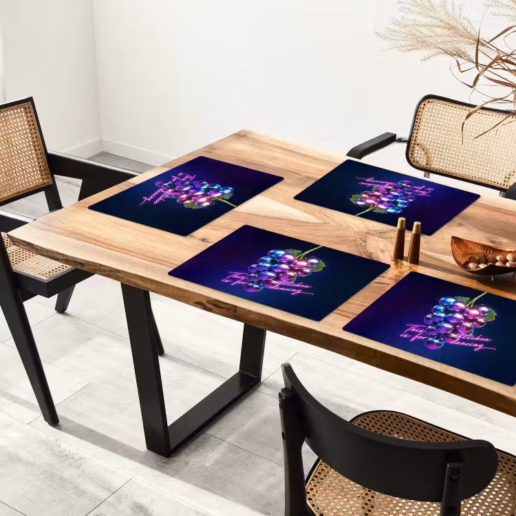 Quote - Neon - Disco - Druiven Placemat vinyl groot -zzsfeer4_Kitchenyeah-website
