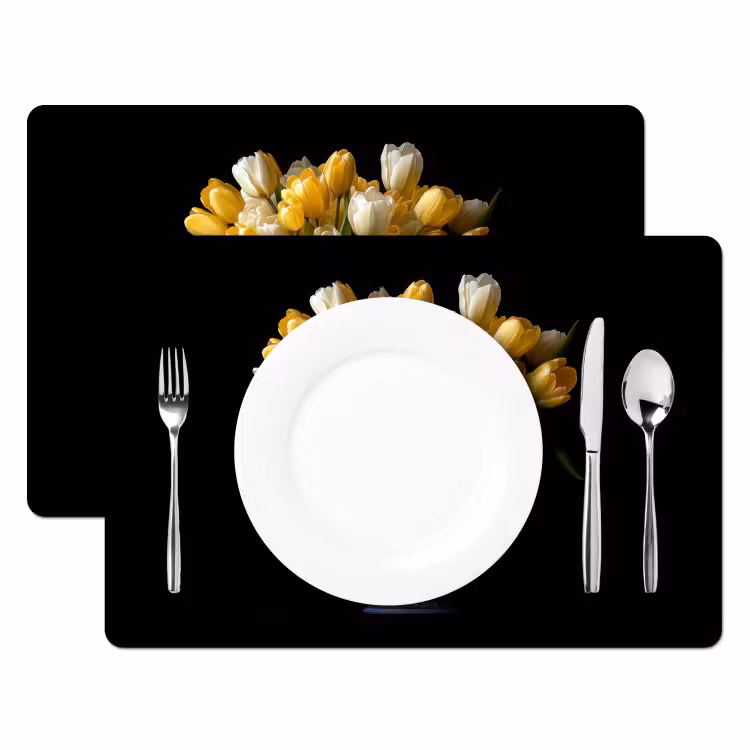Quotes - Bloem - Tulp - Geel Placemat vinyl groot -zzsfeer2_Kitchenyeah-website