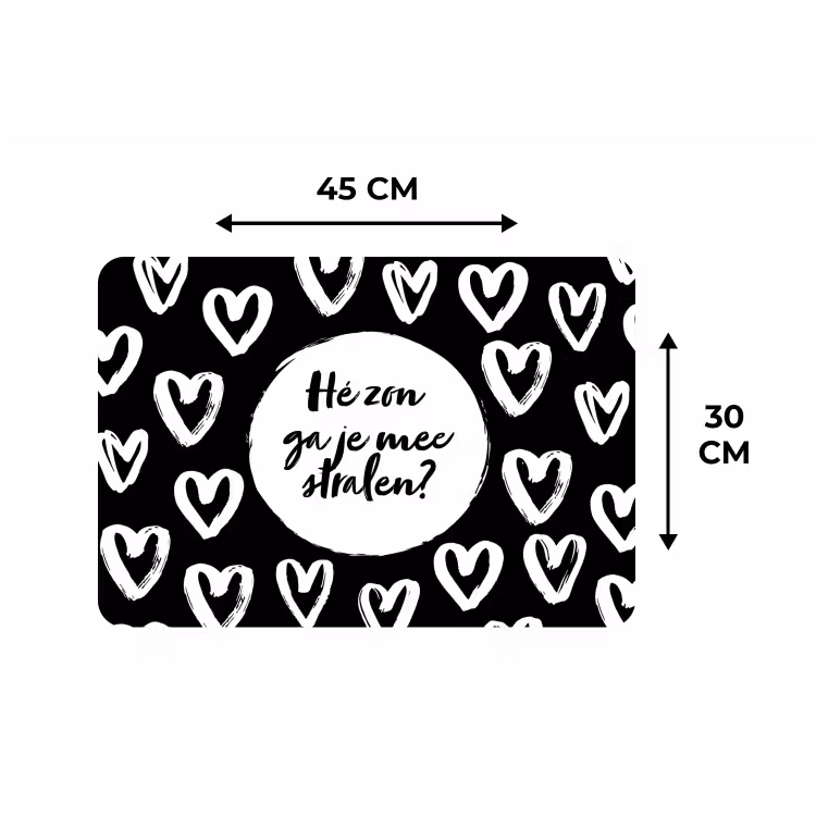 Quotes - Hé zon, ga je mee stralen? - Tekst - Zon - Zomer Placemat vinyl groot -specs