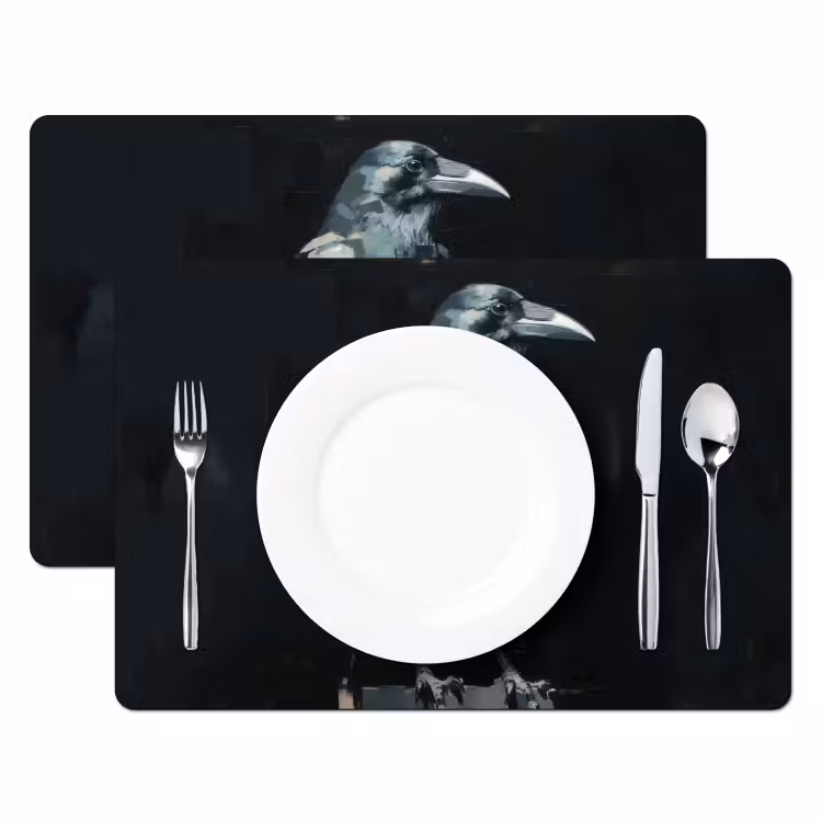 Raaf - Vogels - Zwart Placemat vinyl groot -zzsfeer2_Kitchenyeah-website