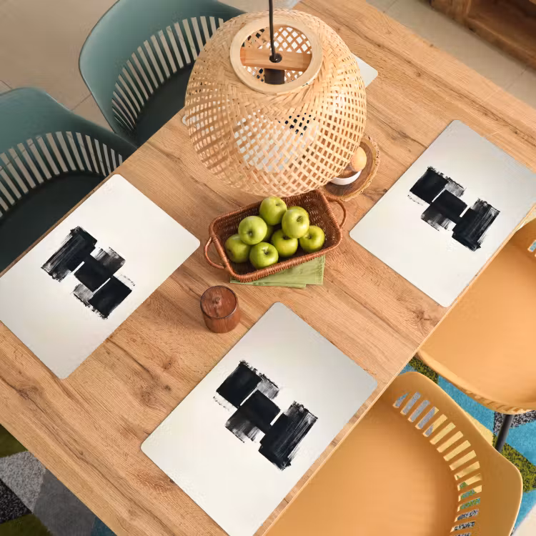 Rechthoeken - Penseelstreken - Abstract - Zwart Placemat vinyl groot -zzsfeer5_Kitchenyeah-website