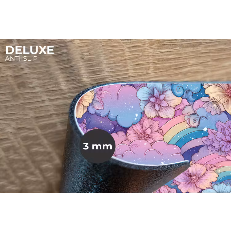 Regenbogen - Bloemen - Kleurrijk - Wolken Placemat vinyl groot -closeup