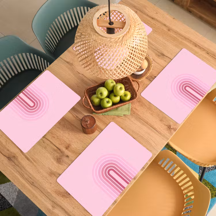 Regenboog - Roze - Abstract - Modern - Minimalistisch Placemat vinyl groot -zzsfeer5_Kitchenyeah-website