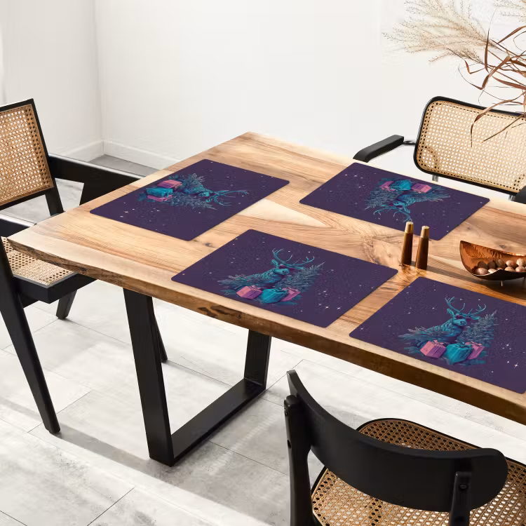 Rendier - Zonnebril - Neon - Kerstboom Placemat vinyl groot -zzsfeer4_Kitchenyeah-website