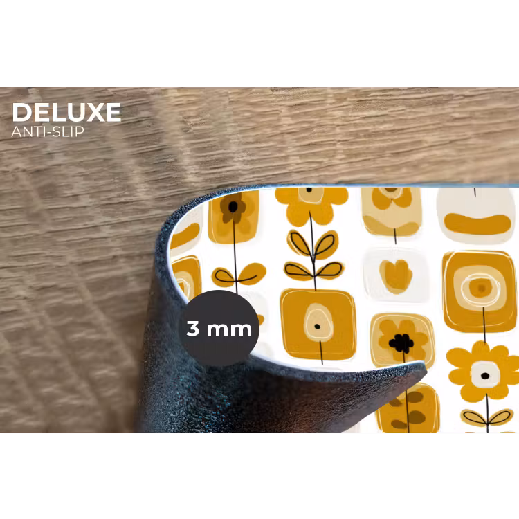 Retro - Abstract - Bloemen - Okergeel Placemat vinyl groot 368 -closeup