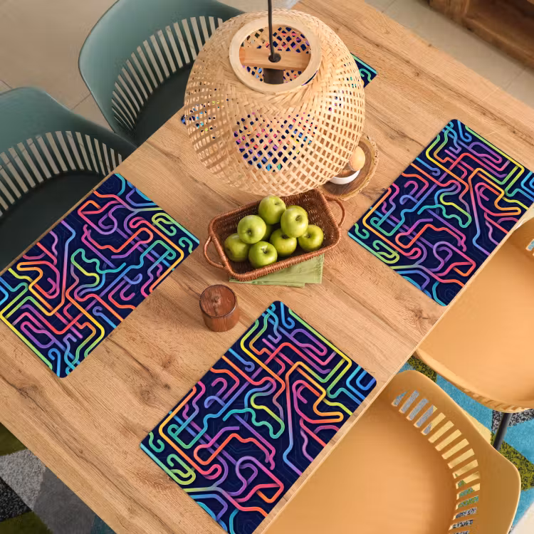 Retro - Abstract - Neon Placemat vinyl groot -zzsfeer5_Kitchenyeah-website