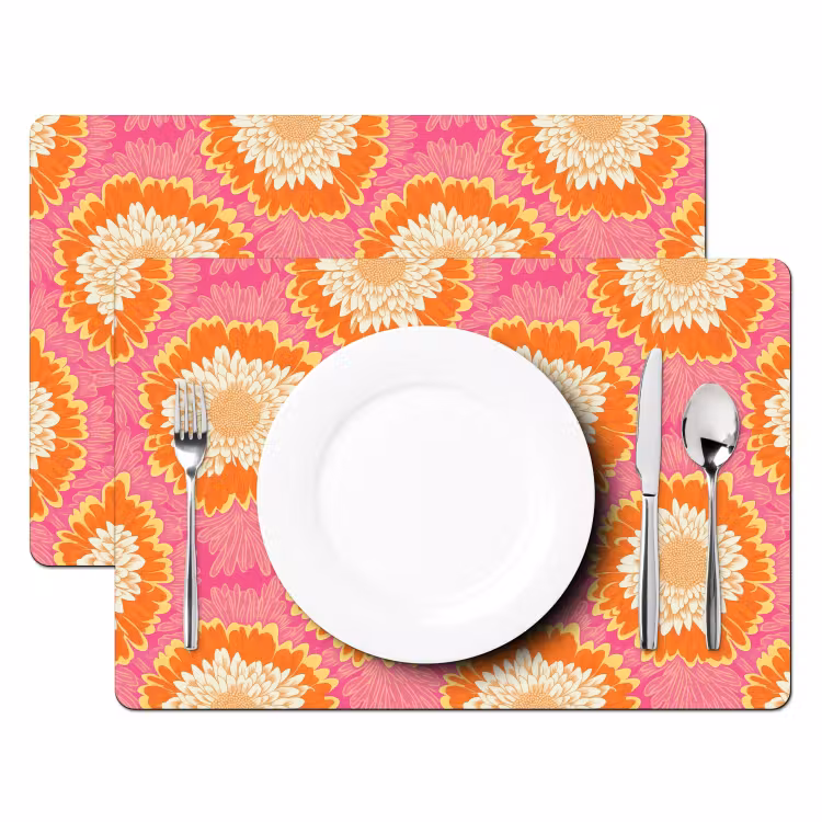 Retro - Bloemen - Kleurrijk Placemat vinyl groot 368 -zzsfeer2_Kitchenyeah-website