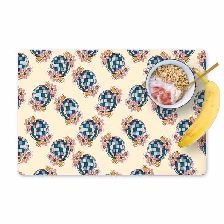Retro - Disco - Bloemen - Discobal Placemat vinyl groot 368 -zzzproduct_Kitchenyeah-website