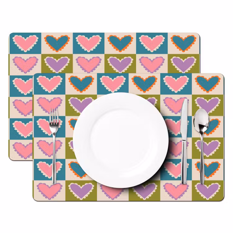 Retro - Kleuren - Patroon - Hartjes Placemat vinyl groot 368 -zzsfeer2_Kitchenyeah-website