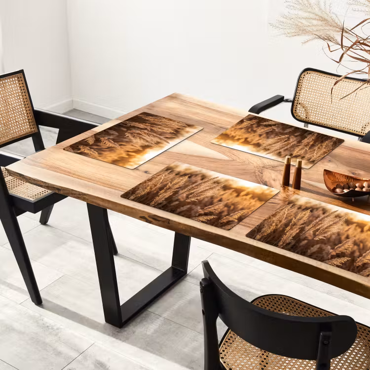 Rietpluimen - Gras - Zonsondergang - Goud - Serene Placemat vinyl groot -zzsfeer4_Kitchenyeah-website
