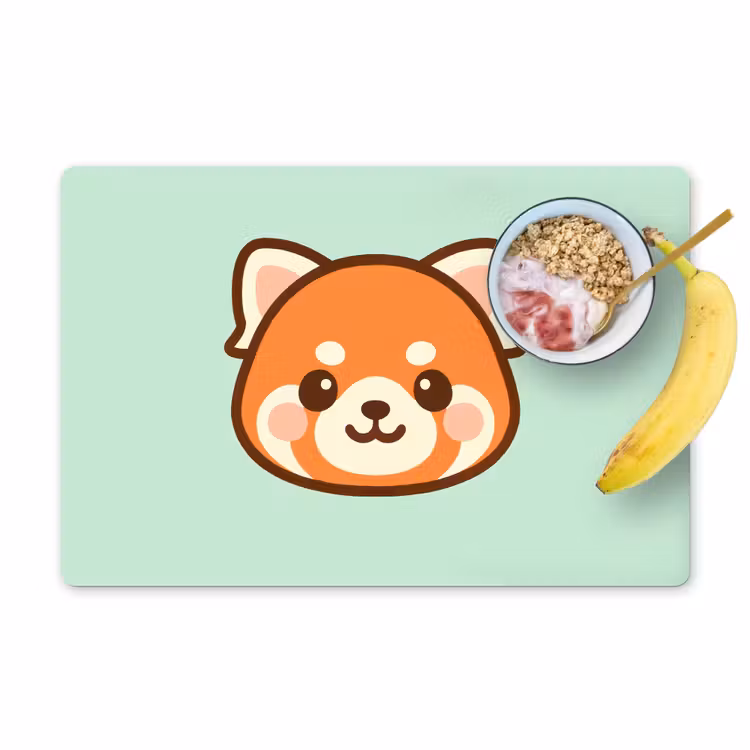 Rode panda - Groen - Cartoon Placemat vinyl groot -zzzproduct_Kitchenyeah-website