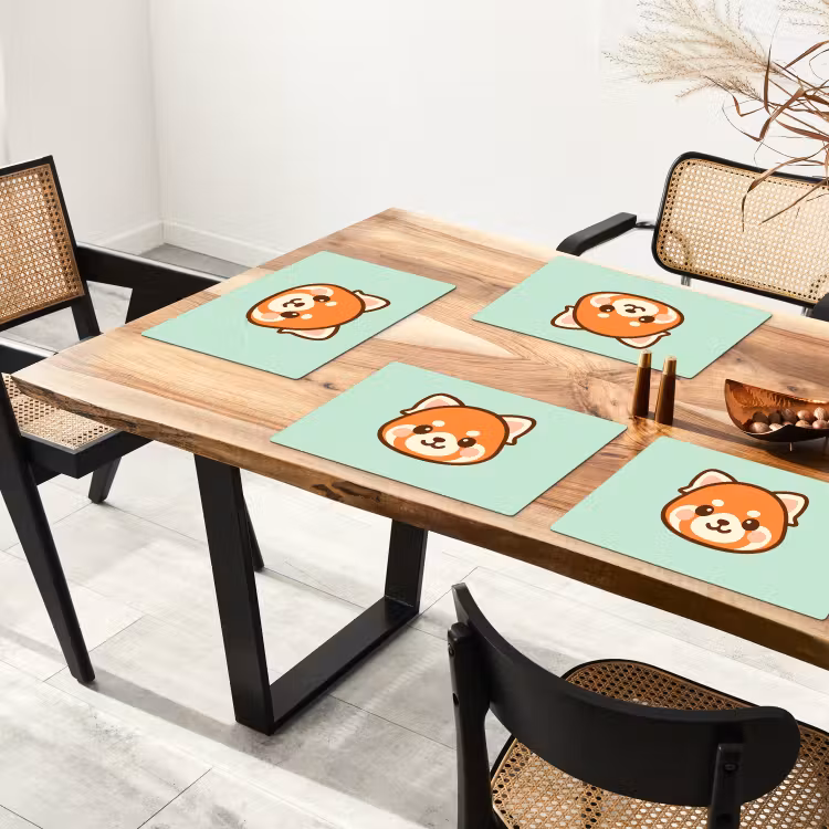 Rode panda - Groen - Cartoon Placemat vinyl groot -zzsfeer4_Kitchenyeah-website