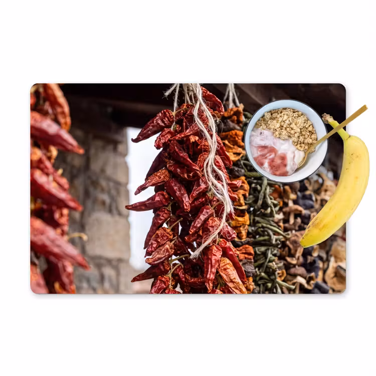 Placemat - 6 stuks - Rode pepers - Eten - Rode pepers - Eten Placemat vinyl groot
