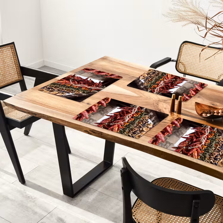 Placemat - 6 stuks - Rode pepers - Eten - Rode pepers - Eten Placemat vinyl groot