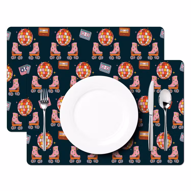 Rolschaatsen - Patroon - Disco Placemat vinyl groot 368 -zzsfeer2_Kitchenyeah-website