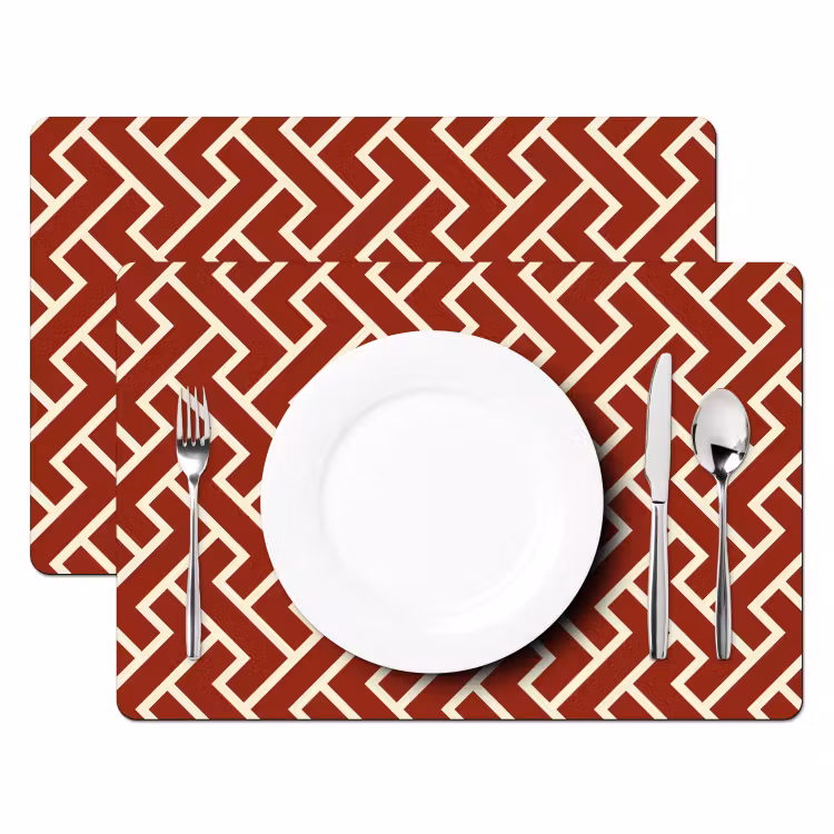 Rood - Beige - Patroon - Lijnen Placemat vinyl groot 368 -zzsfeer2_Kitchenyeah-website