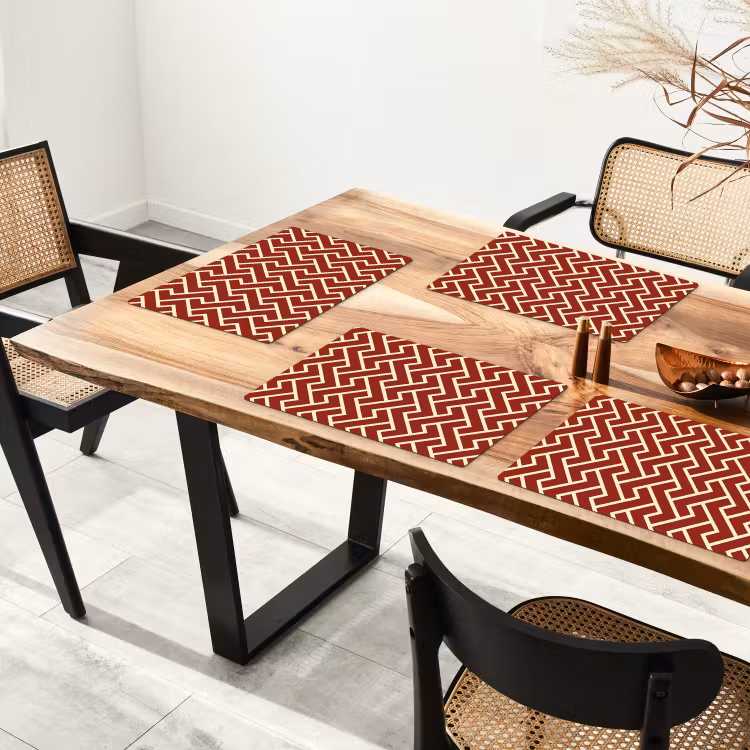 Rood - Beige - Patroon - Lijnen Placemat vinyl groot 368 -zzsfeer4_Kitchenyeah-website
