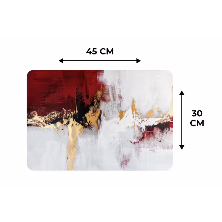 Rood - Marmer - Abstract - Goud - Modern Placemat vinyl groot -specs