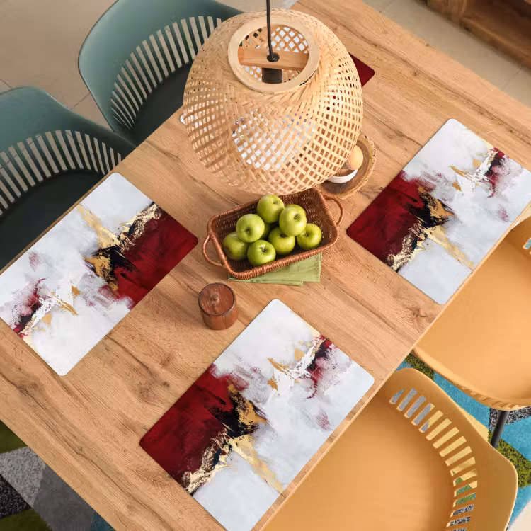 Rood - Marmer - Abstract - Goud - Modern Placemat vinyl groot -zzsfeer5_Kitchenyeah-website
