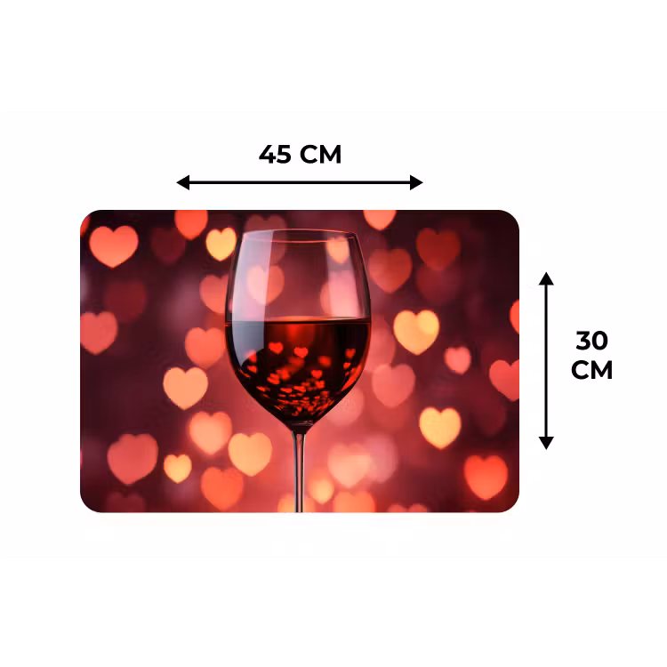 Rood - Wijn - Hartjes Placemat vinyl groot -specs