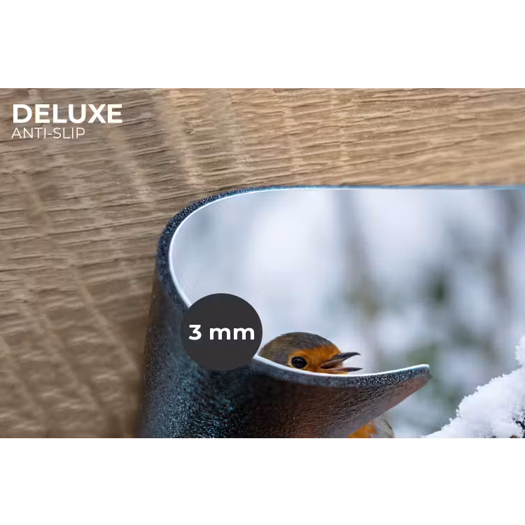Roodborstje - Tak - Sneeuw - Winter - Levendig Placemat vinyl groot -closeup