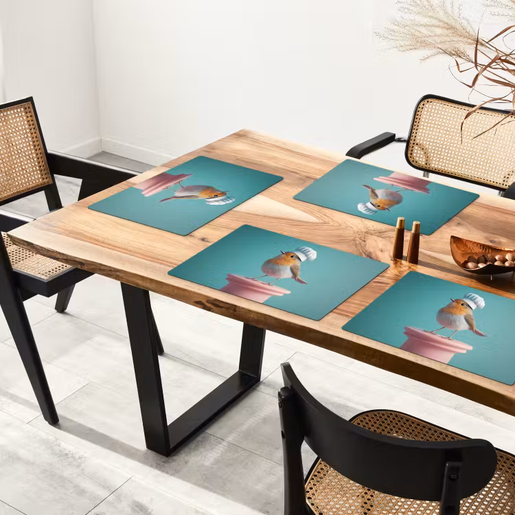 Roodborstje - Vogel - Koksmuts - Sokkel Placemat vinyl groot -zzsfeer4_Kitchenyeah-website