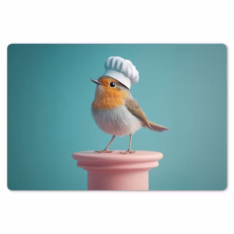 Roodborstje - Vogel - Koksmuts - Sokkel Placemat vinyl groot -zzsfeer1_Kitchenyeah-website