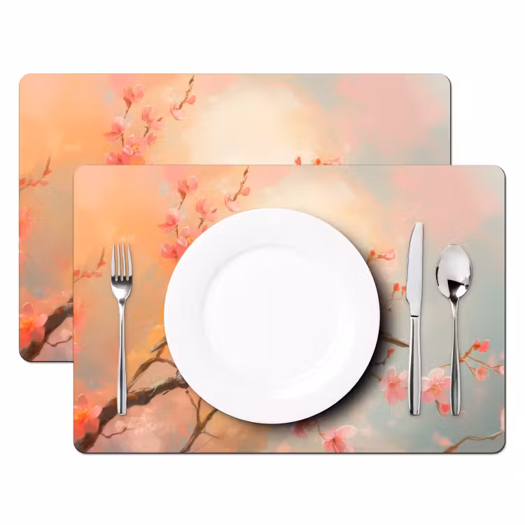 Roodborstjes - Sierlijk - Bloesemtak Placemat vinyl groot -zzsfeer2_Kitchenyeah-website