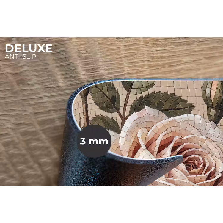 Roos - Mozaïek - Bloemen - Klassiek - Beige Placemat vinyl groot -closeup