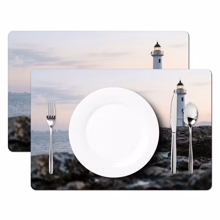 Rotsen - Vuurtoren - Wit Placemat vinyl groot -zzsfeer2_Kitchenyeah-website