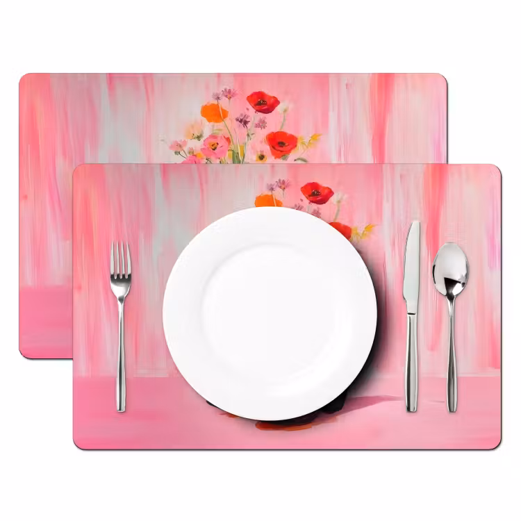 Roze - Bloemen - Cowboy Placemat vinyl groot -zzsfeer2_Kitchenyeah-website
