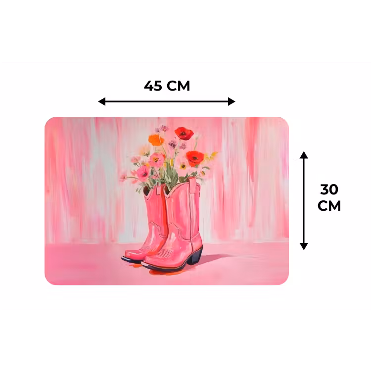 Roze - Bloemen - Cowboy Placemat vinyl groot -specs