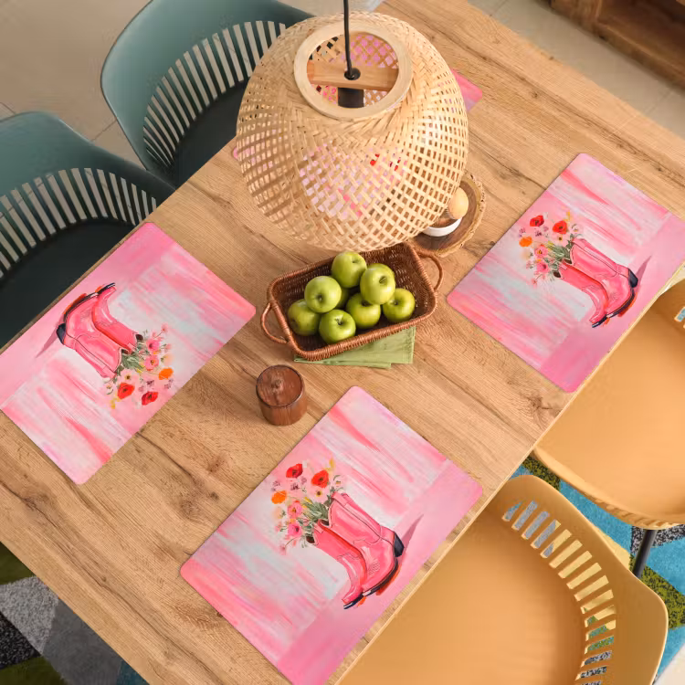 Roze - Bloemen - Cowboy Placemat vinyl groot -zzsfeer5_Kitchenyeah-website