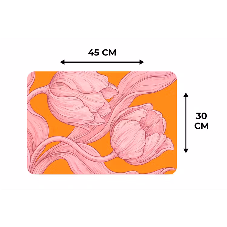 Placemat - 6 stuks - Roze bloemen - Modern - Roze bloemen - Modern Placemat vinyl groot