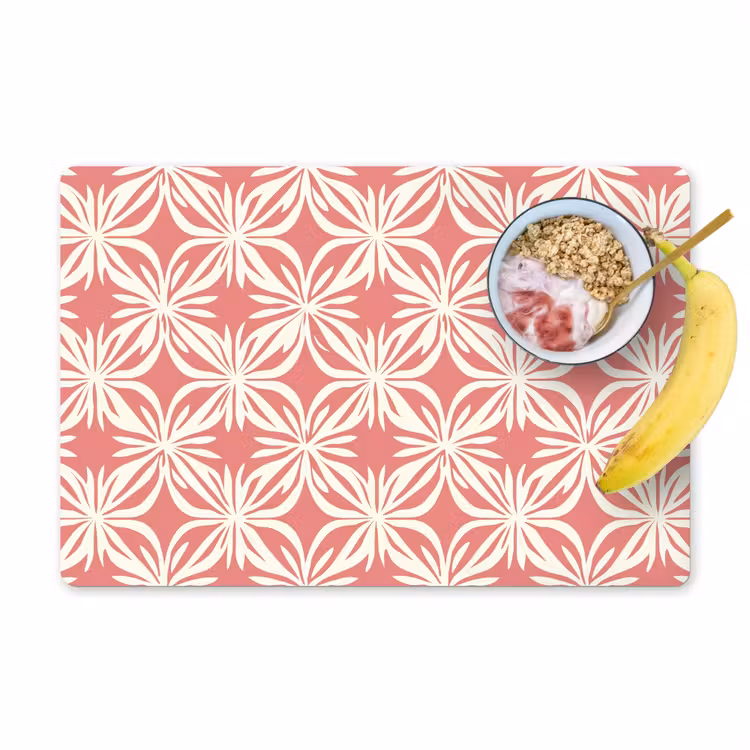Roze - Bloemenmotief - Wit - Modern Placemat vinyl groot 368 -zzzproduct_Kitchenyeah-website