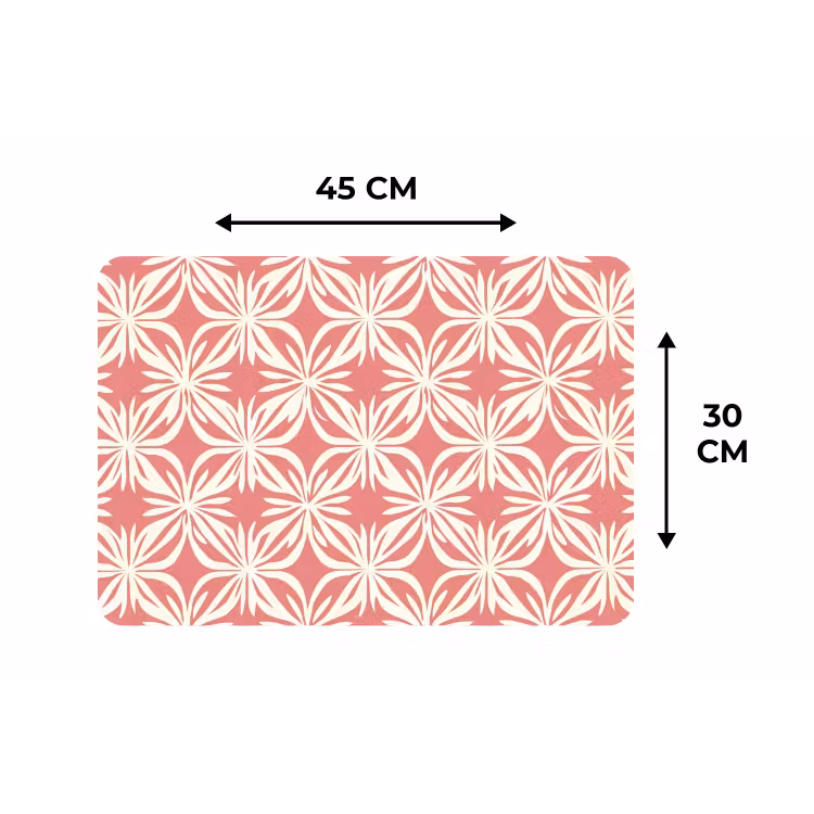 Roze - Bloemenmotief - Wit - Modern Placemat vinyl groot 368 -specs