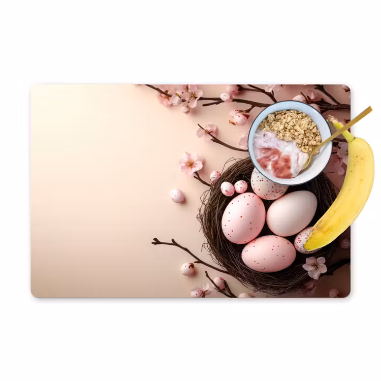 Roze - Bloesems - Eieren Placemat vinyl groot -zzzproduct_Kitchenyeah-website