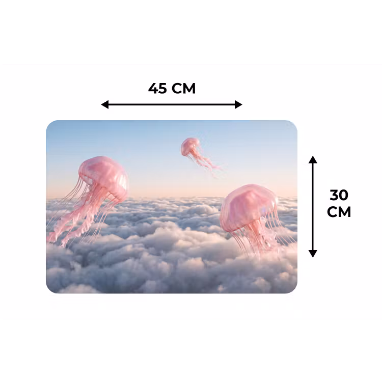Placemat - 6 stuks - Roze dier - Wolken - Roze dier - Wolken Placemat vinyl groot