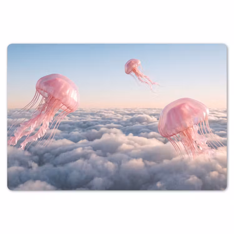 Placemat - 6 stuks - Roze dier - Wolken - Roze dier - Wolken Placemat vinyl groot