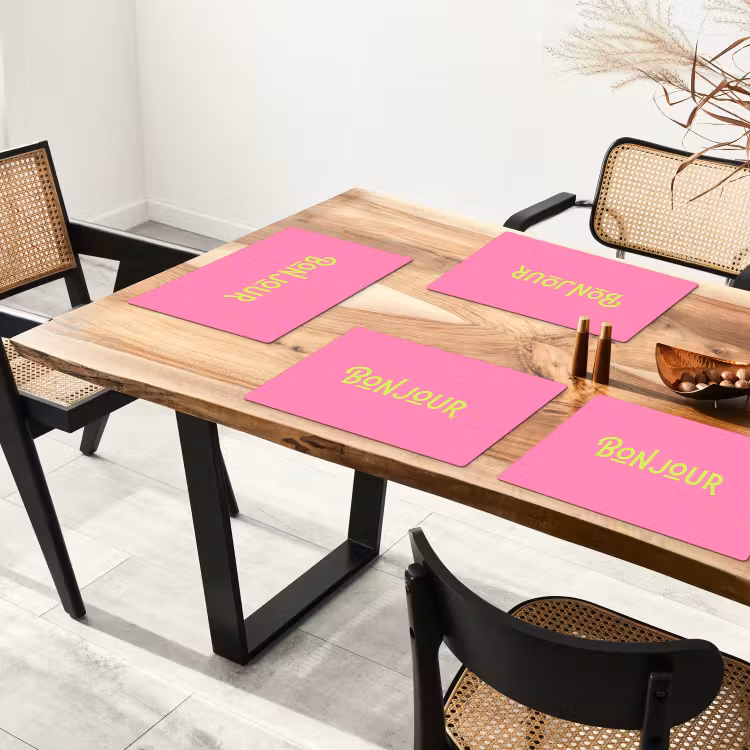 Roze - Groene Bonjour - art-deco Placemat vinyl groot -zzsfeer4_Kitchenyeah-website