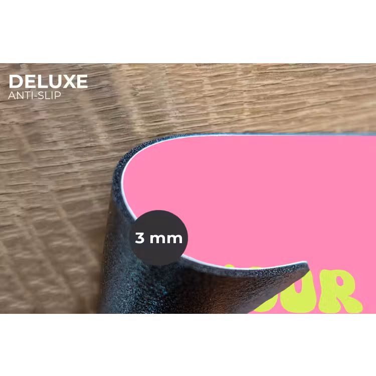 Roze - Groene bonjour - Organisch Placemat vinyl groot -closeup