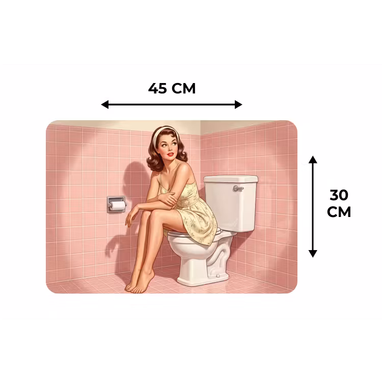 Roze - Retro - Vrouw Placemat vinyl groot -specs
