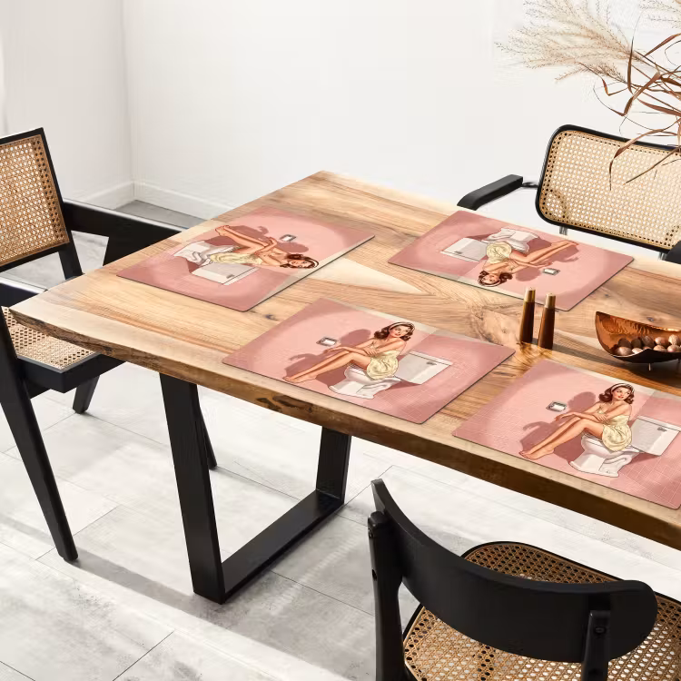 Roze - Retro - Vrouw Placemat vinyl groot -zzsfeer4_Kitchenyeah-website